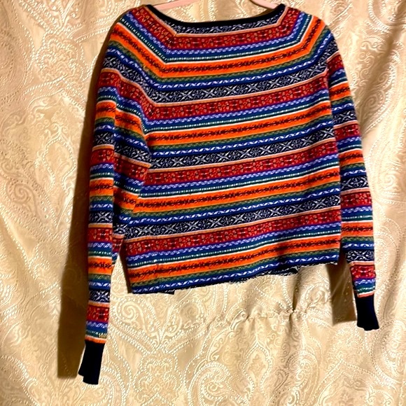 Tommy Hilfiger South West Pattern Crop Sweater Modified Raw Edge ✂️ sZ Medium - Picture 2 of 4